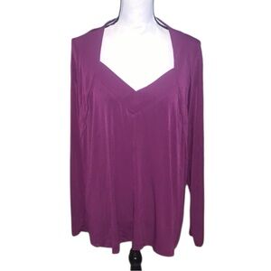 Simonton Says by George Simonton purple V-neck Long Sleeve Blouse